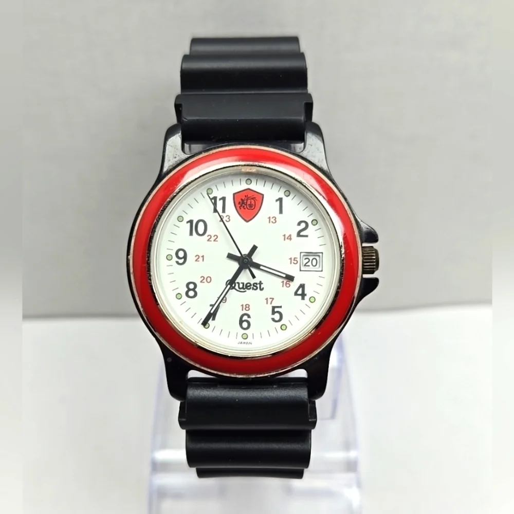 Mens Quest Army Military Style Date Watch 3ATM Quartz LDW-50 New Battery